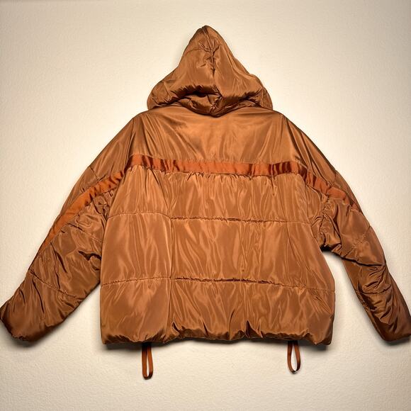 Maje Gueli Caramel Hooded Puffer Jacket Quilted Coat - Picture 11 of 11